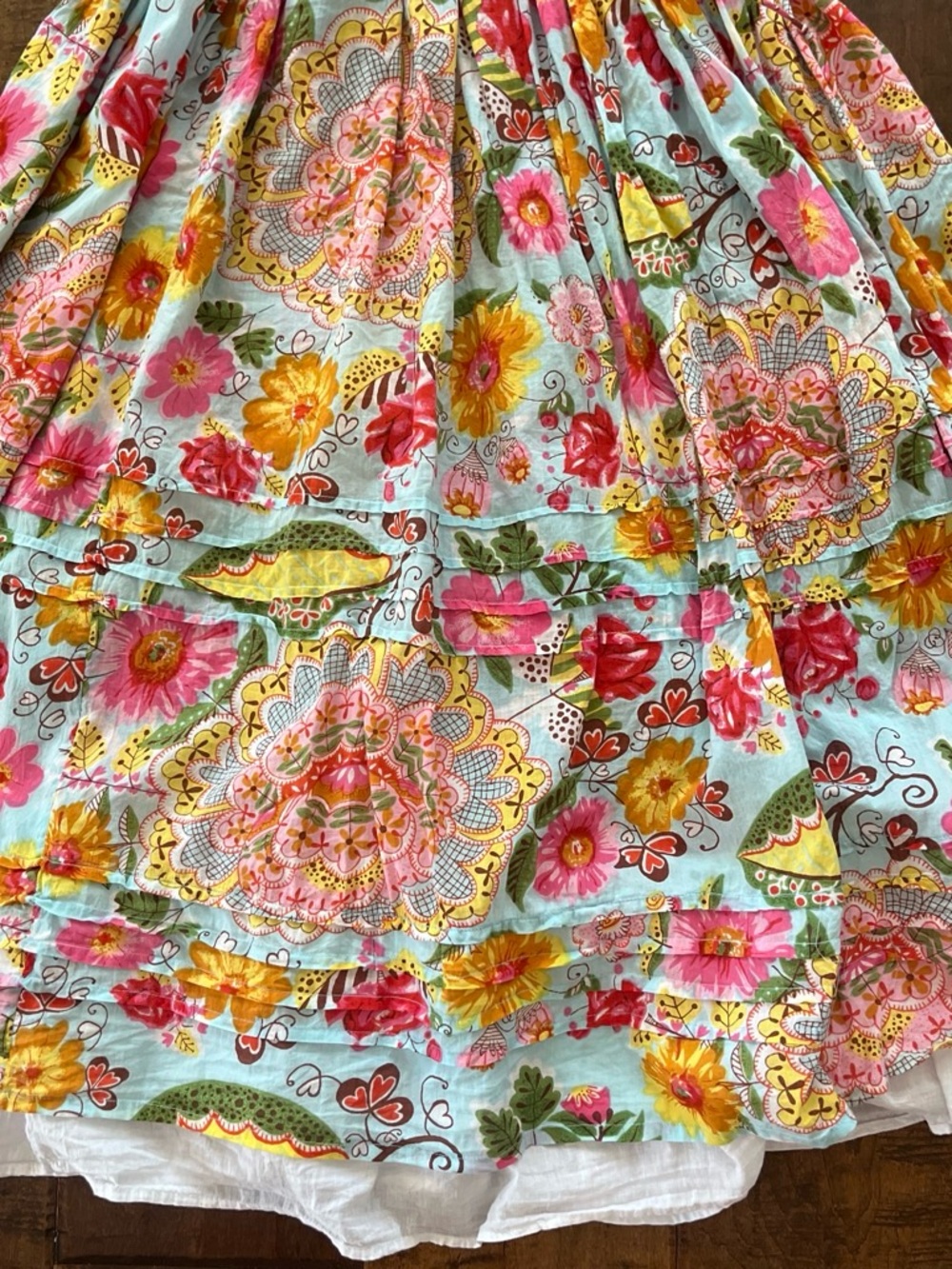Real Comfort 100% cotton bohemian floral full maxi skirt Sz. M - Picture 3 of 5